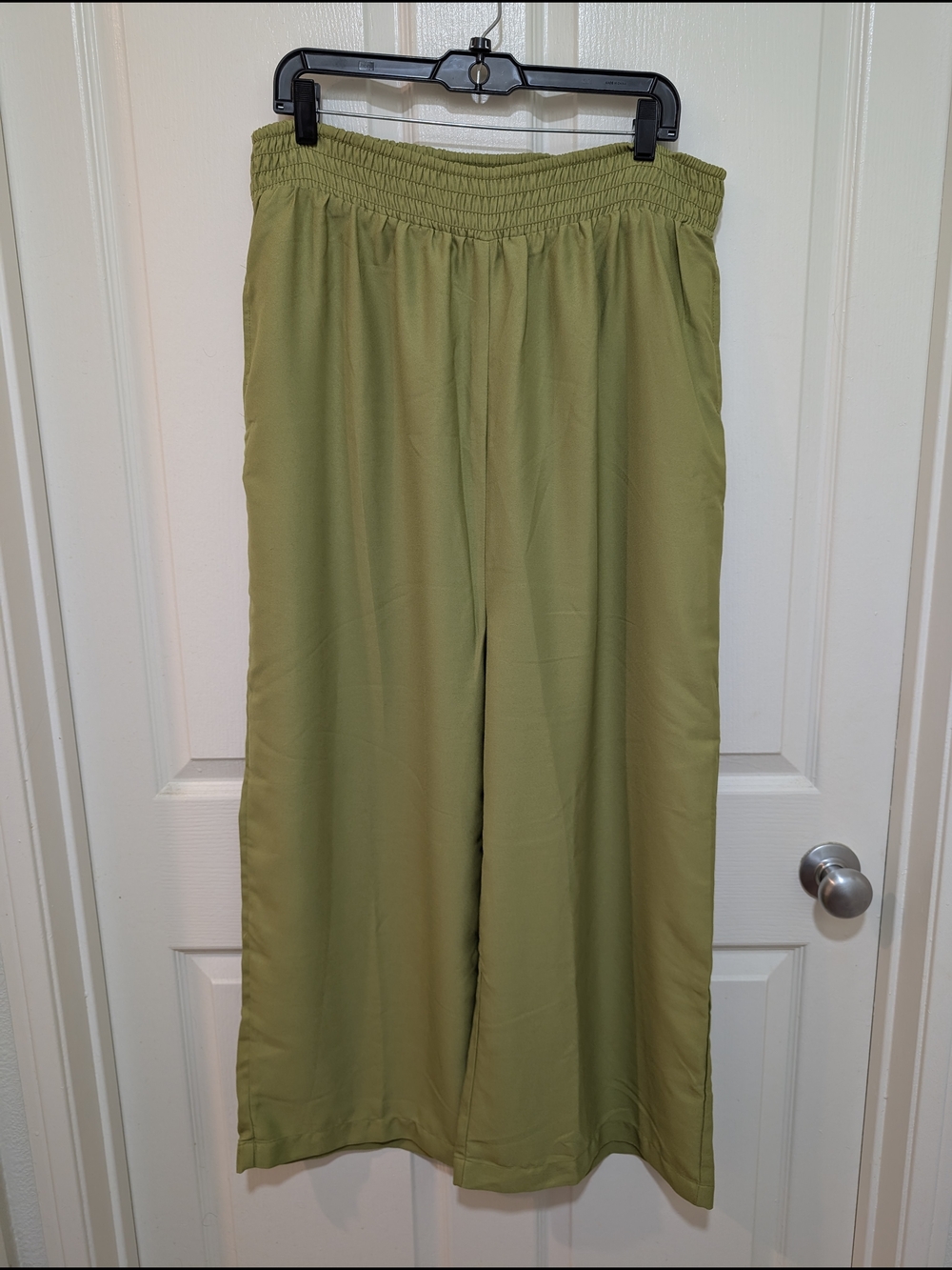 Sassafras Wide-Leg Smocked-Waist Pants in Lime